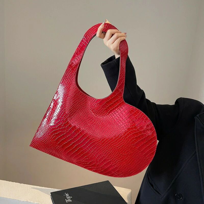 女士包 - レディース ハンドバッグ 脇下 バッグ ハート形 無地 PU レザー 軽量 可愛い 大容量 実用的 韓国風 通勤 普段使い 手提げ 肩かけ エレガント 夏 バッグ ギフト デート