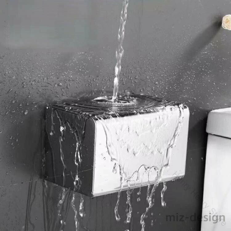 ペーパーホルダー 壁掛け 取り付け簡単 天板付き 防水仕様 ロールペーパー ペーパータオルボックス ステンレス製 ティッシュボックス おしゃれで耐久性抜群収納 [3]