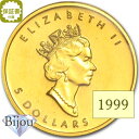 メイプルリーフ金貨 1/10オンス 1999年 純金 24金 3.11g クリアケース入 中古美品 保証書付 送料無料 ギフト