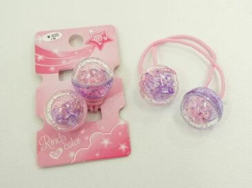 JP16mmペレットラメコンビ PK/PU ヘアゴム 子供 2個入り 髪留め ゴム 髪ゴム 髪飾り ヘアアクセ ヘアアレンジ レディース キッズ 女の子 ラメ ボンボン プレゼント