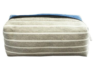 スウェットホリデーボックスポーチ ネイビー 手書き風プリントがかわいいスウェットポーチ☆コンパクト ボーダー ペンポ ペンポーチ ペンケース 筆箱 女の子