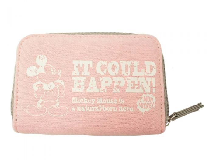 ヴィンテージミッキースウェットコインケース ピンク （Disney）ディズニー　ミッキーのかわいいコインケース☆小勢に入れ　スウェット素材　キャラクタ−