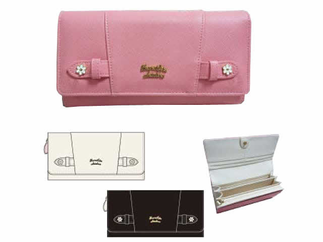 ベルトカットフラワーかぶせ長札 ピンク 長財布　レディース　女の子　シンプル　オシャレ　収納多め　合皮製　花モチーフ 長財布 財布 女の子 小学生 中学 女子 高校生 かわいい おしゃれ レディース