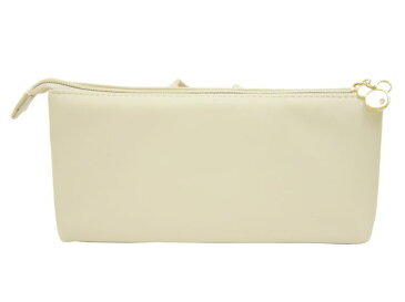 ディズニーミツマルリボンWフラットポーチ ホワイト ポーチ ペンポーチ ペンケース ディズニー ミツマルシリーズ ミッキー ミニー リボン かわいい 白