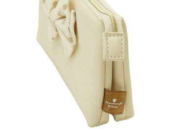 ディズニーミツマルリボンWフラットポーチ ホワイト ポーチ ペンポーチ ペンケース ディズニー ミツマルシリーズ ミッキー ミニー リボン かわいい 白