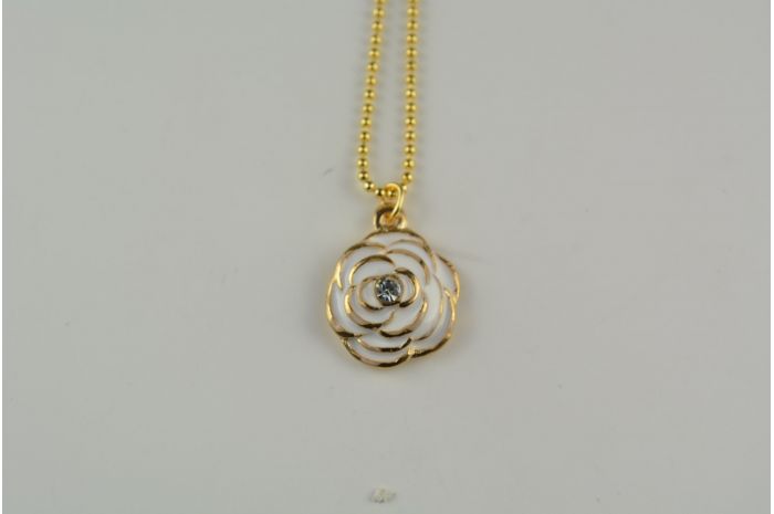 PNKローズストーンエポ WH/GD ネックレス ペンダント プチペンダント プチプラ ゴールド ラインストーン フラワー ローズ モチーフ レディース 女性 ...