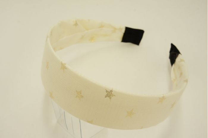 KAゴールドスター WH カチューシャ　ヘアバンド　幅広　チェック　スター　星　柄　ゴールド　シンプル　ヘアアクセサリー　ヘア小物　髪飾り　髪留め　レディース　女の子　かわいい　おしゃれ