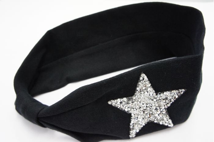 TAブラックホシワッペン ヘアバンド　ワイド幅　太め　ターバン　ワンポイント　イベント　衣装　おそろい ヘアバンド ターバン ヘアアクセサリー ヘアアレンジ ヘッドアクセ かわいい おしゃれ