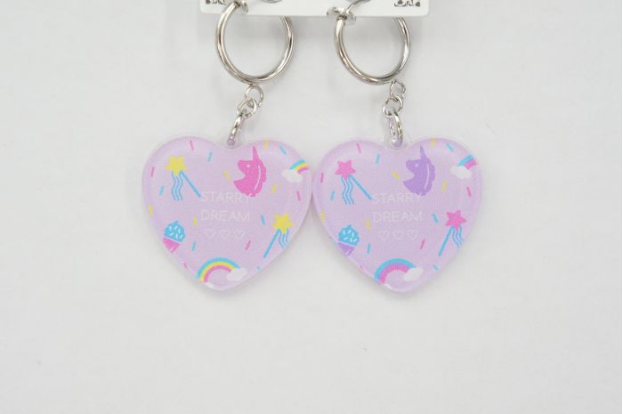 PEユニコーンハート PU イヤリング フープ ノンホールピアス ハート カジュアル ユニコーン オルチャン かわいい お揃い