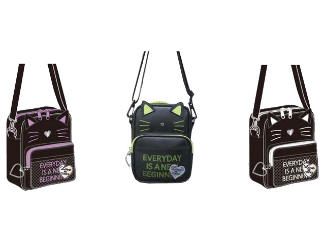 ネコカラータテ型SD ショルダーバッグ　小学生　女の子　子供　キッズ　ポシェット　かわいい　ネコ　猫 ショルダーバッグ 斜めがけ 肩掛け 斜め掛けバッグ