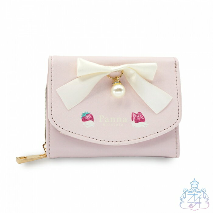 リボンパールプリント 三つ折り 財布 三つ折り財布 コンパクト財布 小学生 女の子 子ども 中学 女子 ミニ財布 ガーリー リボン パール いちご