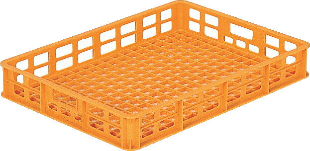 楽天プラ生活三甲（サンコー）麺コンテナー9型-B　オレンジ　容量13.8L　FRPP　側面底面格子網目　麺類加熱殺菌用コンテナー【個人宅不可】【 土日祝・時間指定不可】