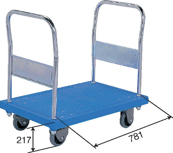 三甲（サンコー）静か台車クリーンSM(両袖) ブルー 耐荷重300kg キャスター(φ130×2輪自在2輪固定ゴム(グレー)車)【個人宅不可】【 土日祝・時間指定不可】