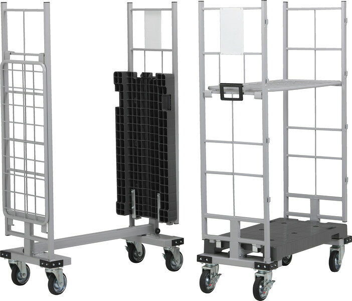 三甲（サンコー）サンカートラックN4 グレー 重量35.7kg 耐荷重：全体/300kg(均等荷重) キャスター[φ130×4輪自在ゴム車(内2輪ストッパー付)]【個人宅不可】【 土日祝・時間指定不可】