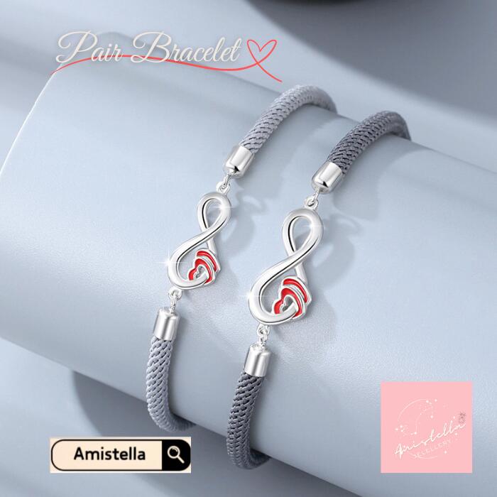 【11まで★Pアップ・最大40%OFF】【豪華なレビュープレゼントキャンペーン中】ペアブレスレット シルバーアクセサリー S925 金属アレルギー対応 カップル お揃い シンプル 高級感 2個セット Amistella 【PB-04】バレンタイン 記念日 誕生日 彼氏 彼女