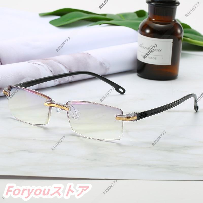 老眼鏡 自動にスマートズーム 100-700 メンズ レディース おしゃれ 縁なし 遠近両用 50代 60代