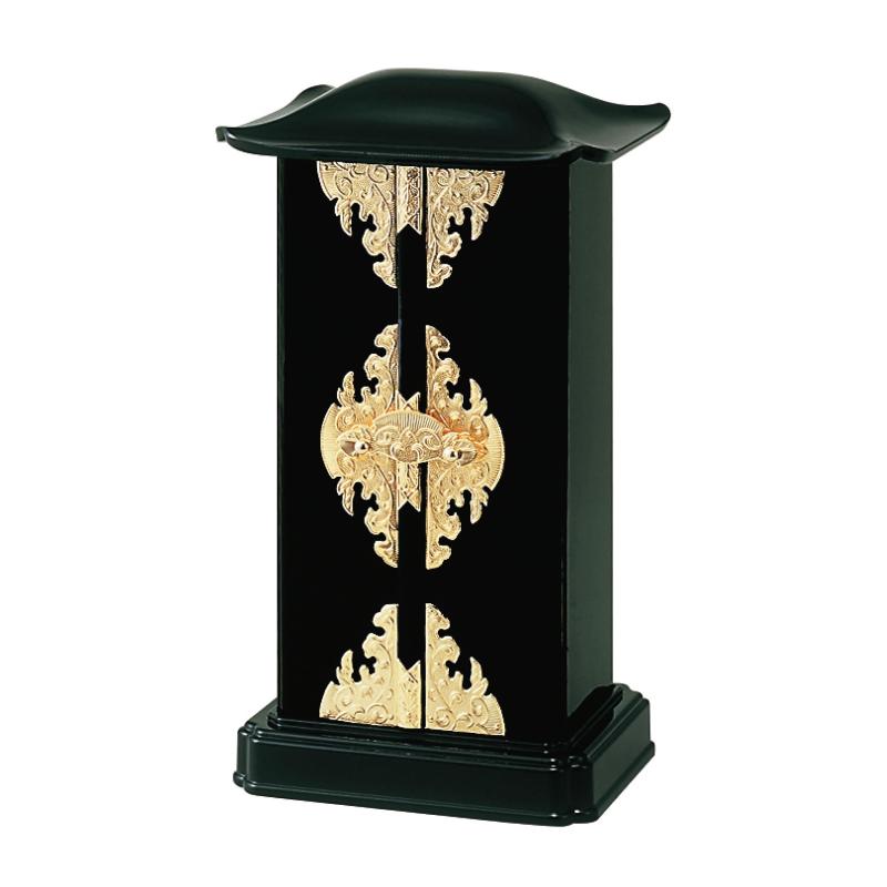 サンメニー 本格 ミニ 仏壇 山中漆器 日本製 仏具 厨子型 コンパクト でも 本格的 手元供養 卓上や家具の上に 黒 内金 ペット (犬 猫) 小型仏壇 両開き ミニ仏壇 毎日のお供え お参り に 幅17.1