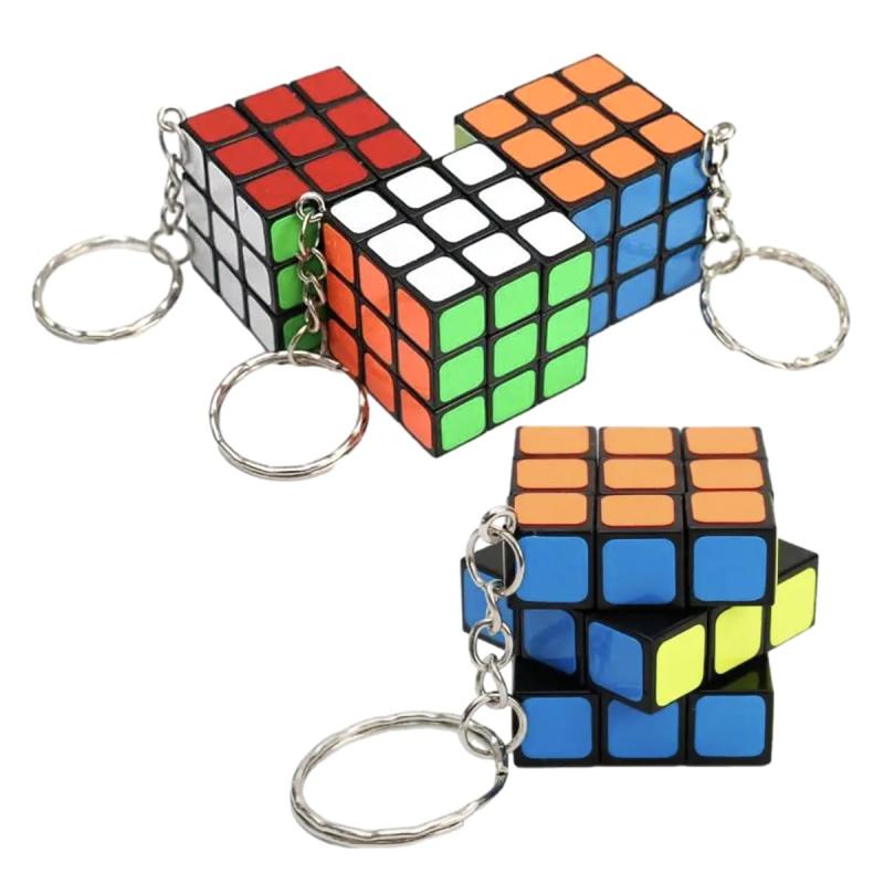 ミニキューブパズル キーホルダー付き 立体パズル おもちゃ イベント 景品 プチギフト カバン リュックサック 遊べる アクセサリー プラスチック 金属