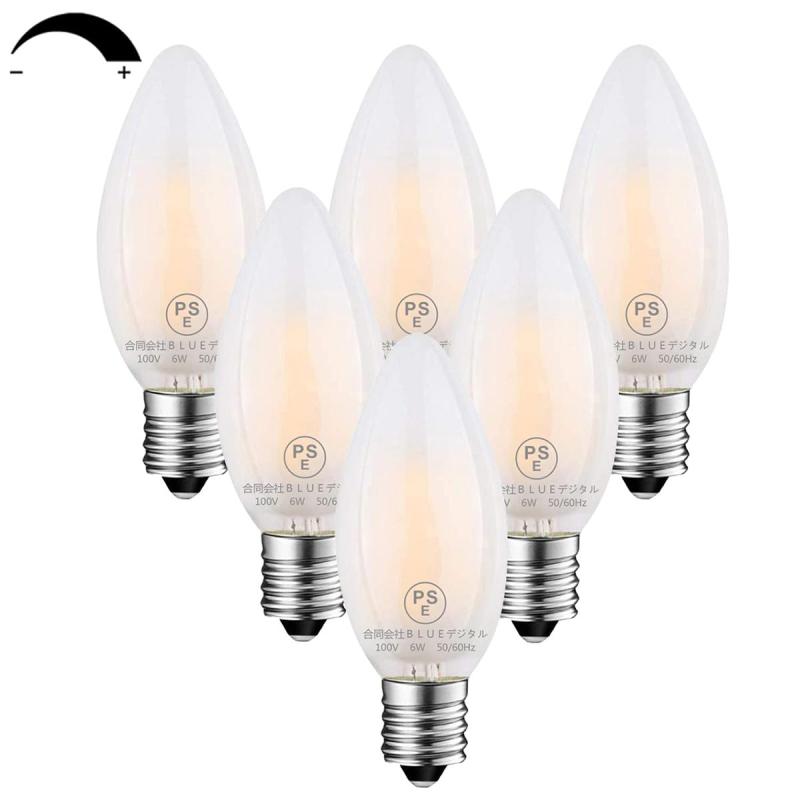 ZYYRSS エジソン電球 LED シャンデリア電球ローソク型 60W形相当 720lm E26 6W 復古電球 2700K 電球色 シャンデリア 蝋燭型 磨りガラスの材質 調光器対応 6個入り