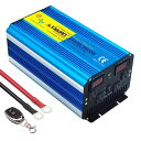 IpowerBingo インバーター 正弦波 24V 4000W 最大 8000W リモコン機能付き DC 24V(直流) AC100V(交流) 変換 50HZ 60HZ 切替 AC コンセント×4、USBソケット×4 冷却ファン×4 カーインバーター