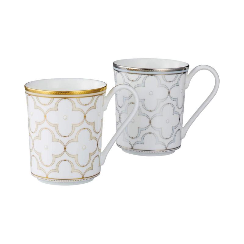 Noritake ノリタケ マグカップ （ 色変り ペアセット ） 約395cc トレフォリオゴールド・プラチナ 2個 ゴールド・プラチナ ボーンチャイナ P93656/4945-57