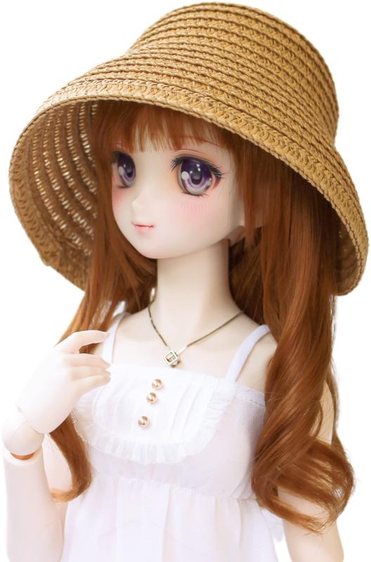 【Petite Marie】1/3 DD MDD対応 (DDH-01～10対応) バケットハット 麦わら帽子 ベージュ 白黒リボン付..