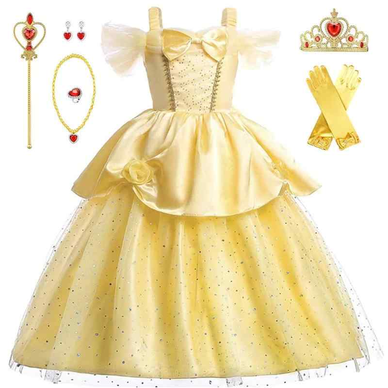 [CREDIBLE] プリンセス ドレス 子供 コスプレ 衣装 豪華8点セット ・ ライトイエロー (プリンセスドレ..