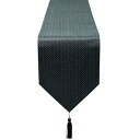 Cleib ヘリンボーン柄 撥水加工 テーブルランナー 約25x230cm ブラック FS006(3)