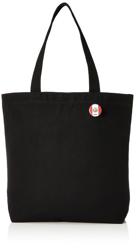 樂天商城 - [エフスタイル] 国旗缶バッジ付 容量13L ヘビーウェイトキャンバス トートバッグ ブラックF-SD010756-ブラック/ペルー79