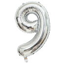 数字 バルーン ナンバー バルーン アルミ風船 2 40インチ 大きい 誕生日 ハッピーバースデー 飾り付け ウェディング 記念日 パーティー 約90cm (9, シルバー)(3)
