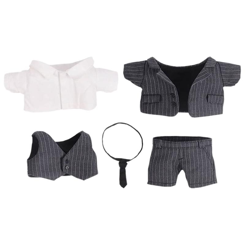 樂天商城 - niannyyhouse　 20cm人形の服　綿人形の服　スーツ　上着+ワイシャツ+ベスト+ネクタイ+ズボン　5点セット　人形ベビー服　ストライプ　ぬいぐるみ 用