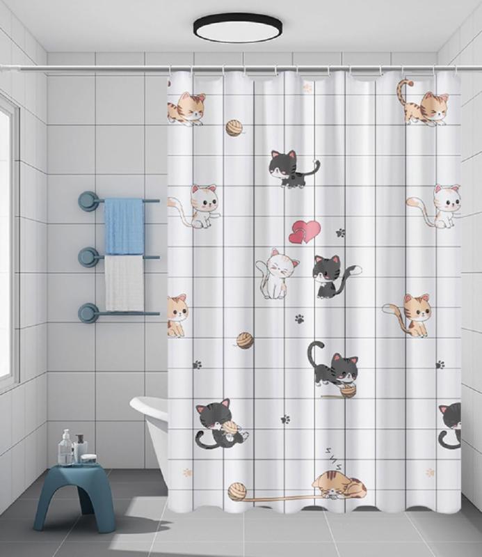 himsyuden シャワーカーテン 防水 防カビ 120x180cm 半透明 浴室用カーテン バスカーテン ユニットバス 浴室 間仕切り 目隠し バス用品 撥水速乾 リング付き 取付簡単 洗面所 お風呂場適用