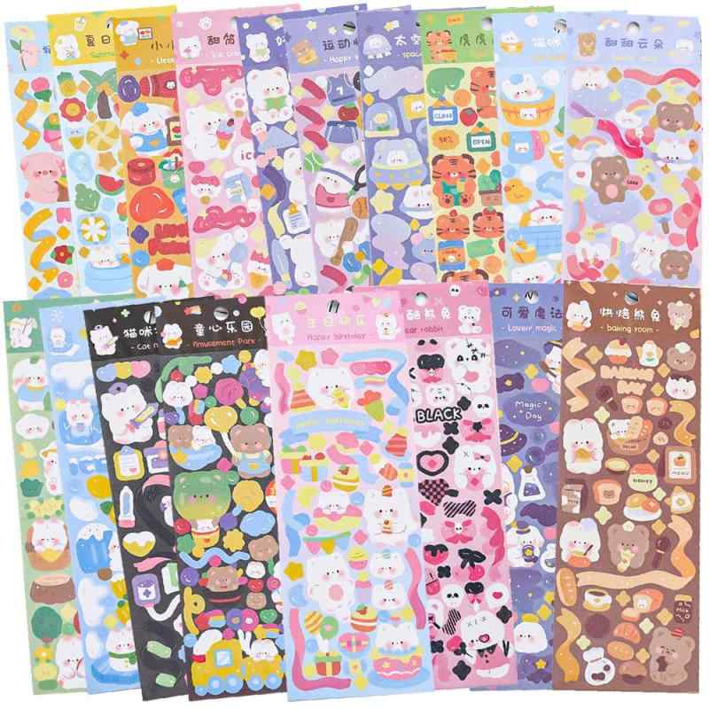 楽天pure blissmoin moin シール ゆるゆる きらきら アニマル 動物 アソート 8種セット 猫 小鳥 鳥 犬 ハムスター 韓国 文具 2208sl194