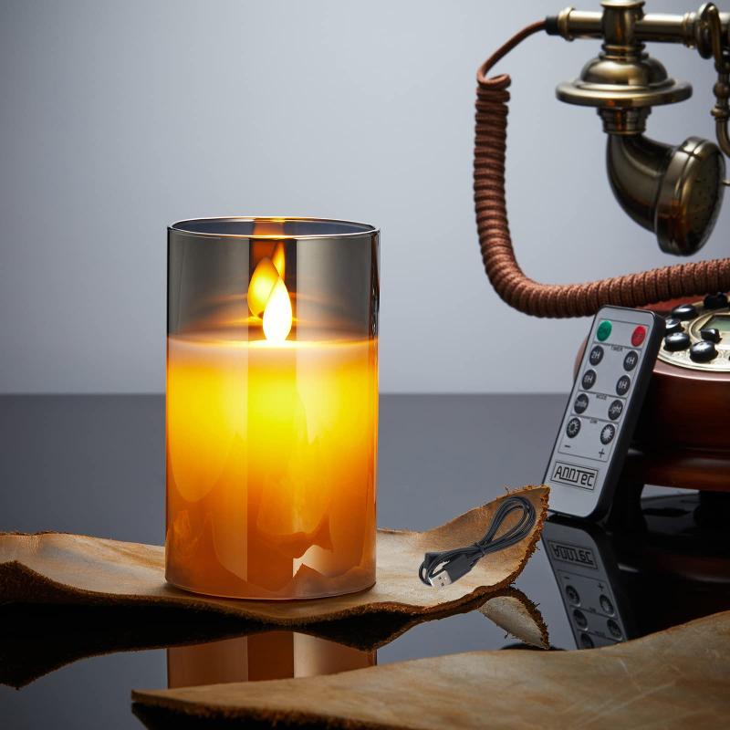 AnnTec LEDキャンドルライト ロウソク 【USB充電式】 本物の炎のようにゆらめく 暖色光 火を使わない ..