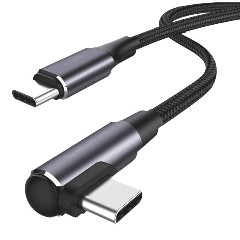 USB Type C ケーブル L字【PD 100W/5A急速充電 】高速データ転送 高耐久ナイロン編み Type c to Type c タイプC ケーブル MacBook Pro、iPad Pro/Air、iPad mini 6、Xperia、Gal