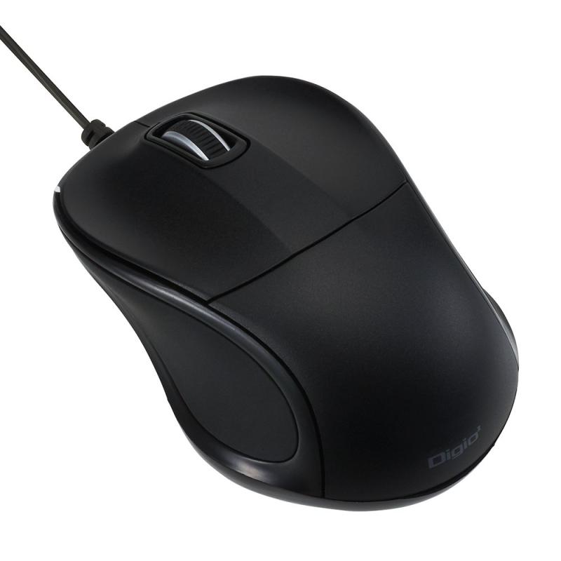 Digio2 有線マウス 3ボタン 静音 ブルーLED 小型