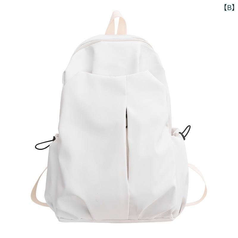 pure blissのリュックサック メンズ レディース 大容量 中学生 大学生 通学 学校 カレッジスタイル ストリートファッション ナイロン 無地 14インチ PC対応 黒 白 グレー｜アングル3