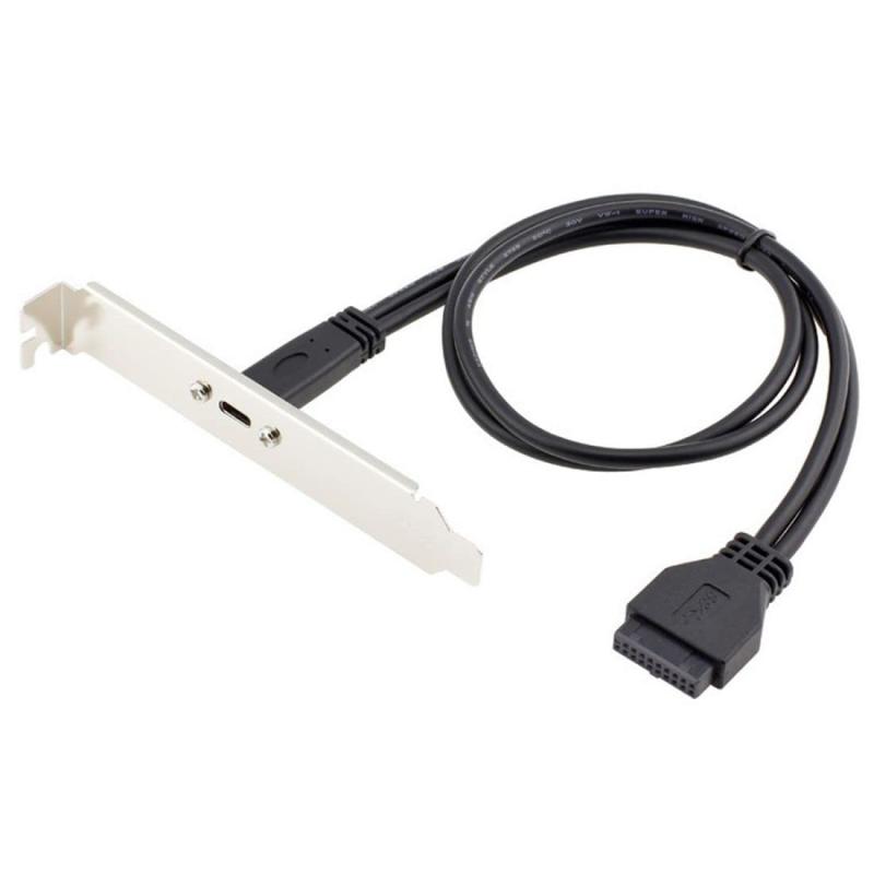 Chenyang USB 3.0 19Pin Motherboard Header to USB 3.1 Type C USB C Female Adapter Cable with Bracket 40cm
