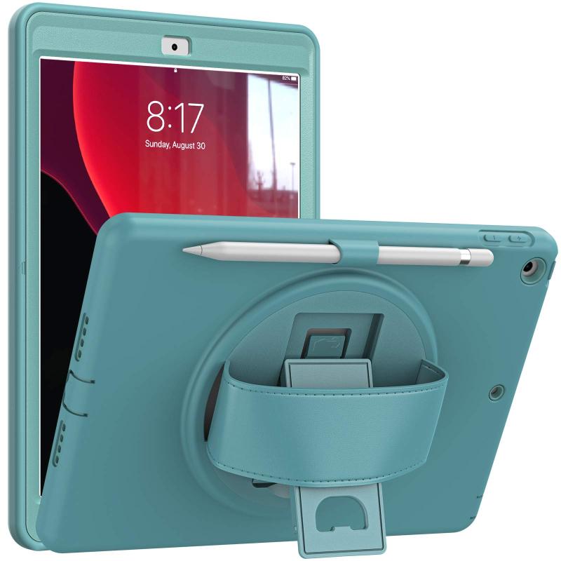iPad 8世代 ケース,iPad 10.2 ケース 2019/2020 耐衝撃 iPad 7世代 ケース 回転スタンド TPU、PC製 現場＆戸外用 摩擦防止 iPad 10.2インチ ケース