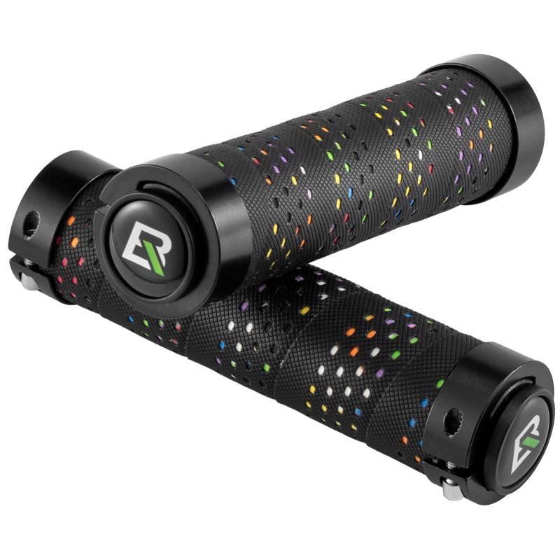 ROCKBROS(ロックブロス)自転車 グリップ ハンドルグリップ 滑り防止 バーテープ風 アルミロックリング..