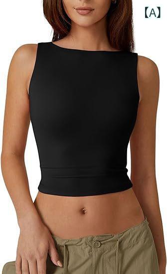 Tシャツ レディース 無袖 背中開き クロップド セクシー おしゃれ タイト トップス 夏 ポリエステル 切り替え カジュアル 普段使い スリムフィット ラウンドネック 黒 白 赤