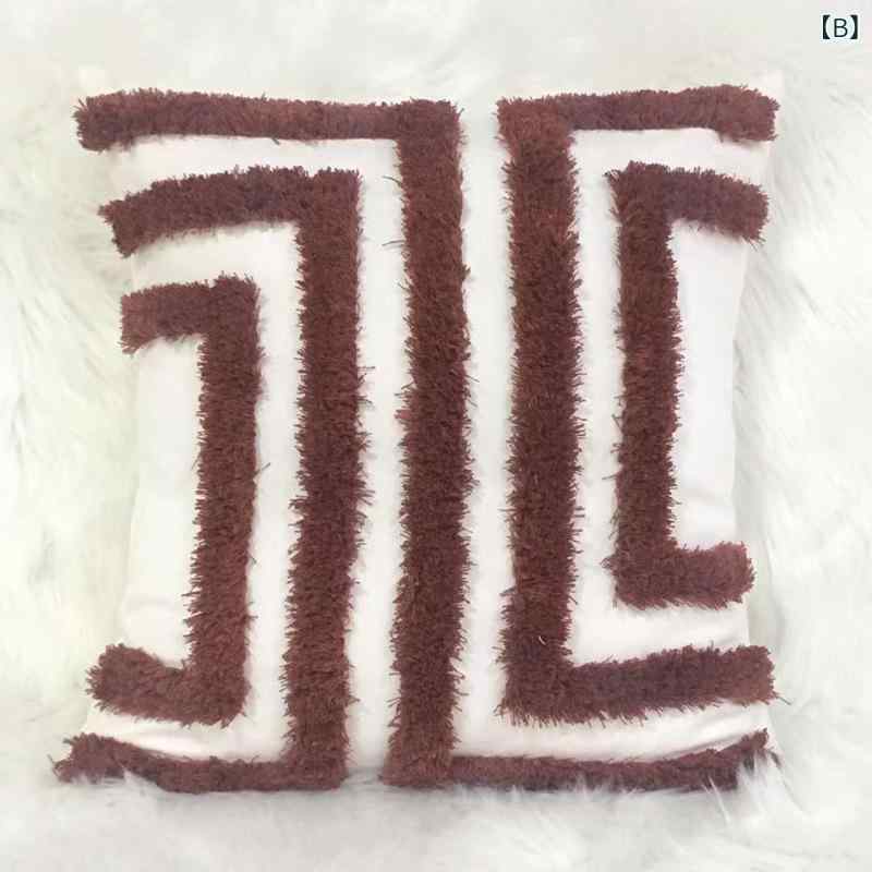 抱き枕カバー クッションカバー 北欧 格子柄 刺繍 波柄 綿帆布 片面起毛 白 米色 ボーダー柄 ドット刺繍 インテリア リビング 寝室 ソファ ホテル 子供部屋 書斎 バルコニー 3