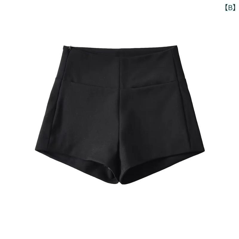 pure blissのショートパンツ レディース ハイウエスト ヒップハグ インナー ポールダンス バックポケット ビッグサイズ ストレート ルーズ カーキ 黒 秋 カジュアル セクシー ポリエステル 中厚｜アングル3