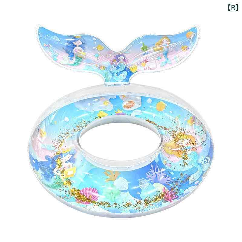 浮き輪 子供 かわいい 人魚 キラキラ柄 海洋 デザイン キャラクタープリント 厚手 ...