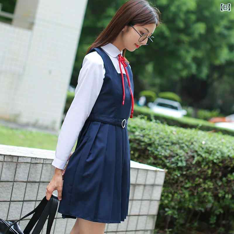 pure blissのセットアップ レディース 制服 水手服 セーラー服 シャツ 半袖 長袖 ジャンパースカート 2点セット 女子高生 JK制服 学生服 丸襟 ゆったり 大きいサイズ 通学用 スクール レトロ オールシーズン｜アングル3