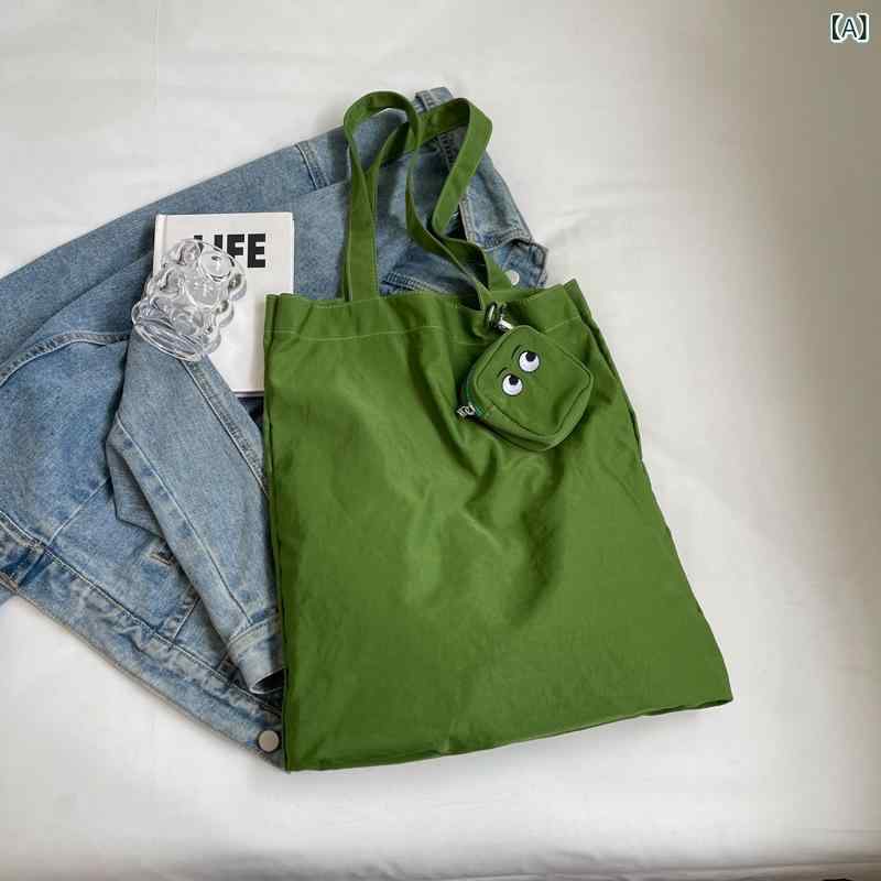 トートバッグ かわいい 怪獣刺繍 大きな目 折りたたみ 収納 ショルダーバッグ オッ...