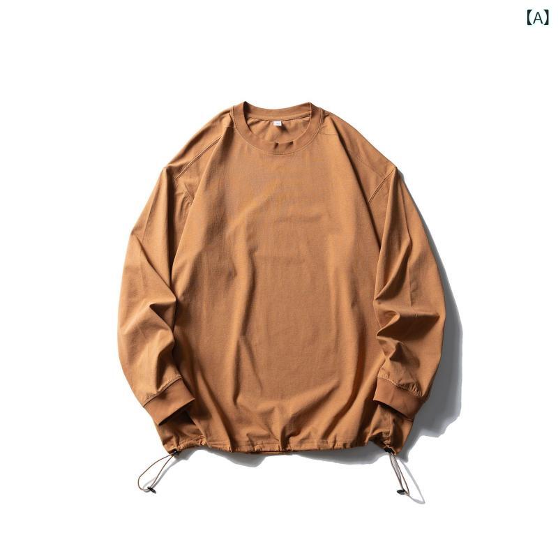 ・カテゴリ: Tシャツ・スタイル: カジュアル・主な素材: 綿100%・ネックライン: クルーネック・袖丈: 長袖・柄: 無地・シルエット: ルーズ・カラー展開: 紫、蛍光グリーン、深グレー、サンド、カーキ、アーミーグリーン、黄緑、ブラック、オレンジ、ダークネイビー、ホワイト、A紫、Aサンド、Aブルー、Aカーキ、Aブラック・サイズ展開: XS、S、M、L、XL、XXL・重量: 160g・素材機能: 透気・性別: メンズ