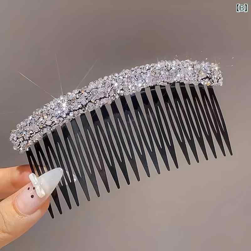 pure blissのヘアコーム レディース ヘアアクセサリー キラキラ ビジュー 髪留め 髪飾り ラインストーン ヘアアレンジ ハーフアップ 前髪 まとめ髪 華やか 上品 大人かわいい 結婚式 パーティー 普段使い オフィス｜アングル3