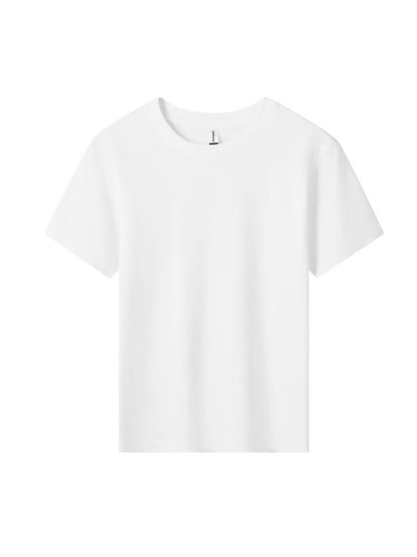 ・カテゴリ: 子供用Tシャツ・対象性別: 男女兼用・スタイル: ベーシック・フード: フードなし・袖丈: 半袖・対象年齢: 3〜8歳（身長100〜140cm）・柄: 無地・主な素材: 精梳綿・素材割合: 綿 ・ネックライン: クルーネック・カラー展開: ホワイト、ブラック、デイジー、オレンジ、ライトブルー、レッド、ロイヤルブルー、マスタードグリーン、ライトピンク、パープル・サイズ展開: 110cm、120cm、130cm、140cm、150cm