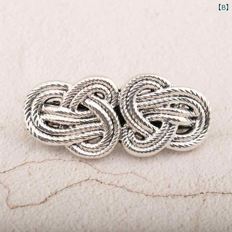 pure blissのヘアクリップ レディース バレッタ 髪留め 髪飾り チャイナドレス風 中華風 エスニック 中国結び レトロ 高級感 電気メッキ加工 合金 メタル ヘアアクセサリー ゴールド シルバー 2個セット｜アングル3